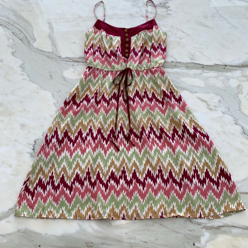 BETH BOWLEY BURGUNDY CHEVRON SILK DRESS 6 NWOTS!